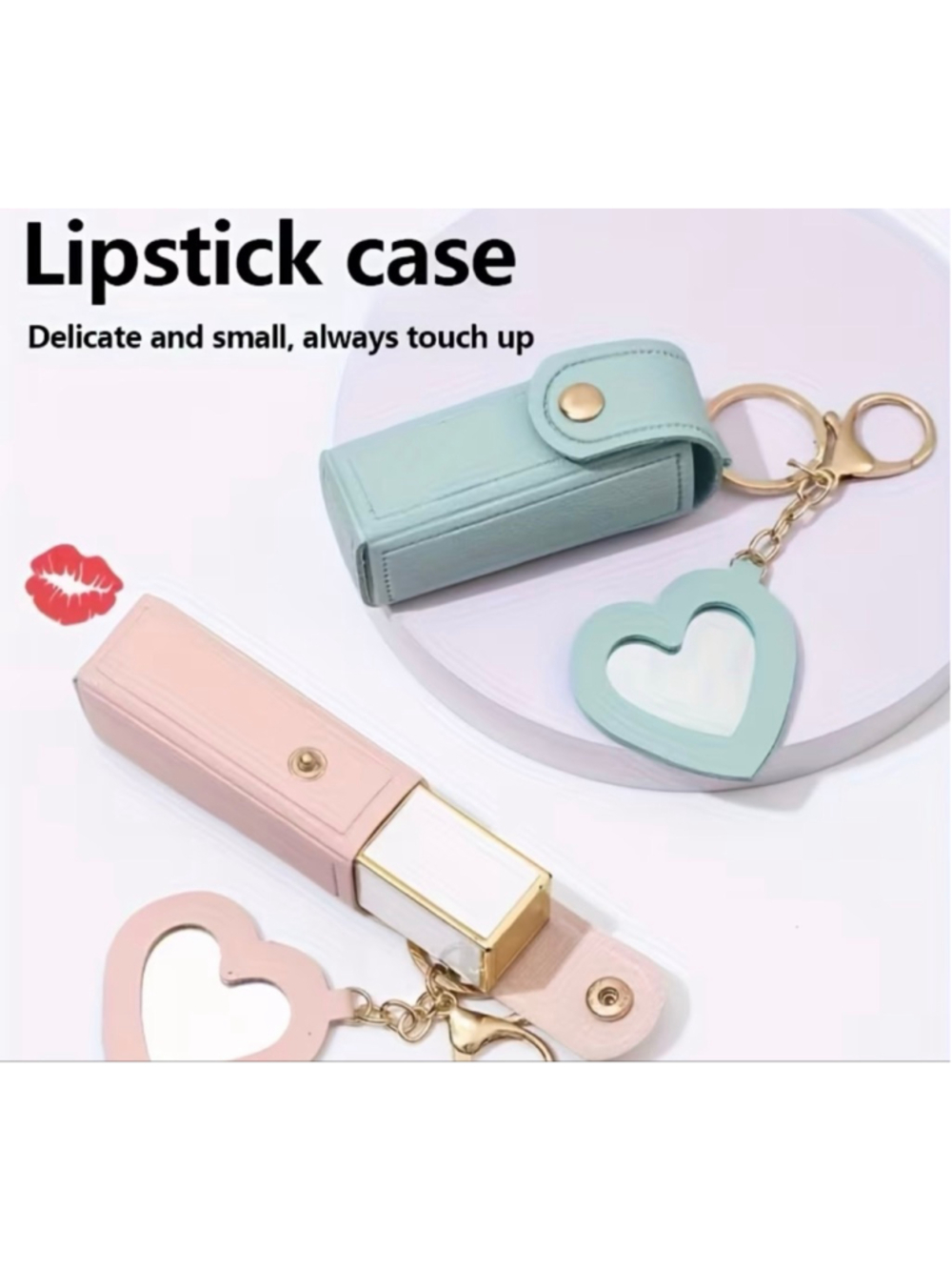 Lipstick Case Keychain with Mirror, Bag Charm - Brand New - Multiple colors